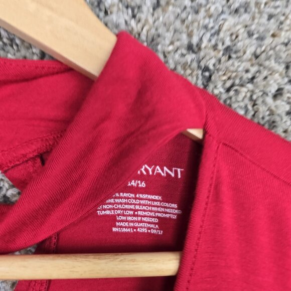 Lane Bryant Top Womens Plus 14/16 Red V Neck Long Sleeve‎ Stretch Rayon Tunic - Picture 6 of 7